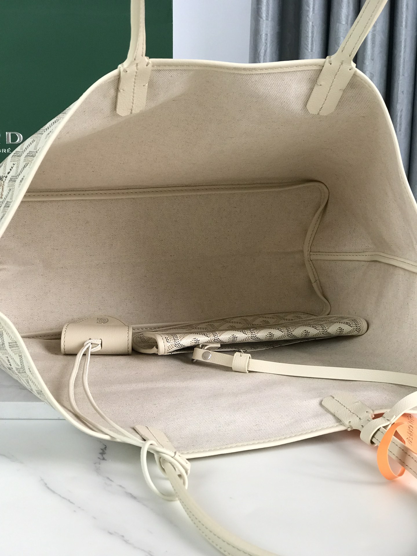 Goyard Goyardine Sand Artois PM bag white Tote Palladium Hardware