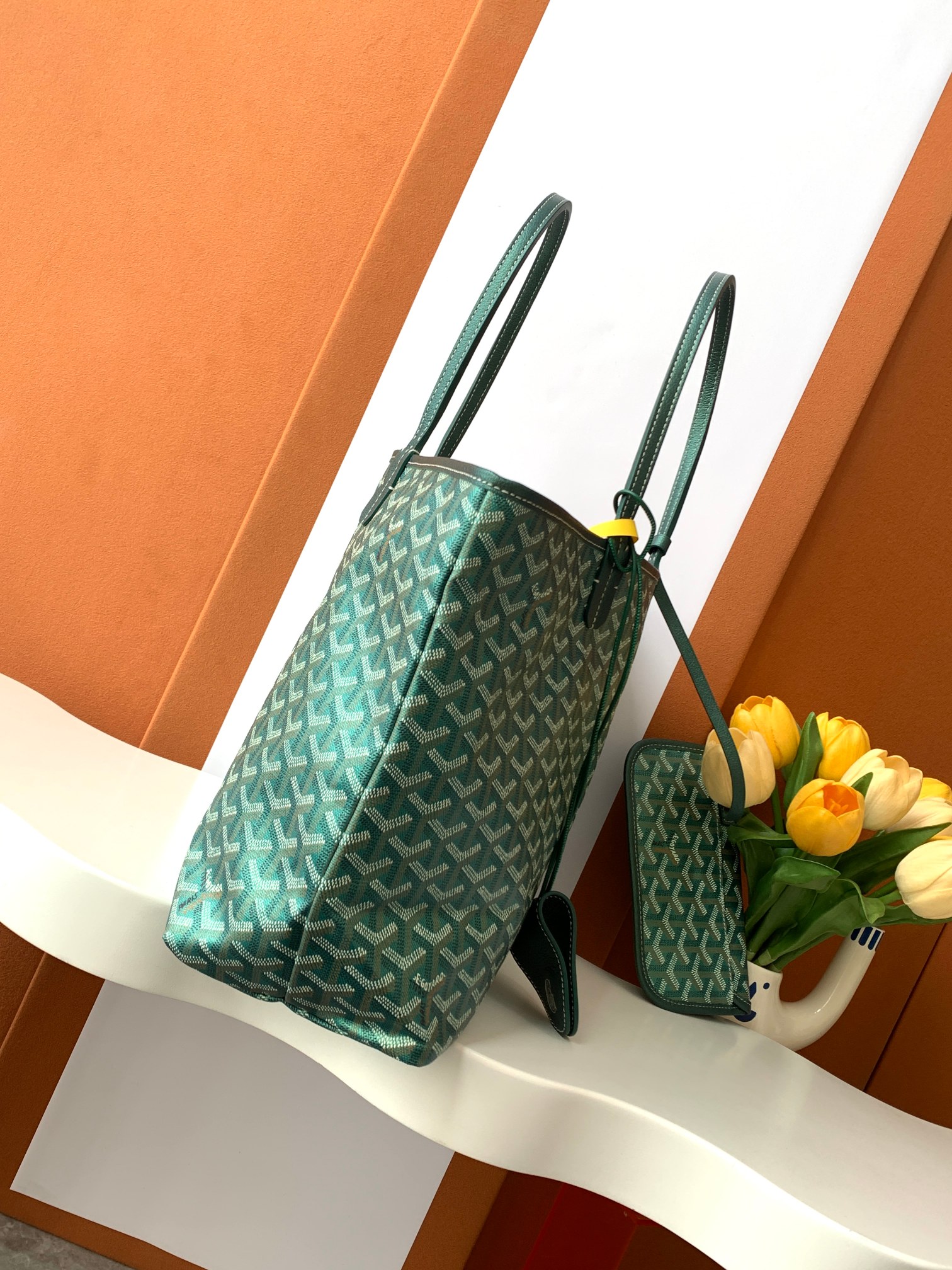 Goyard Pearly green Goyardine Canvas And Chevroches