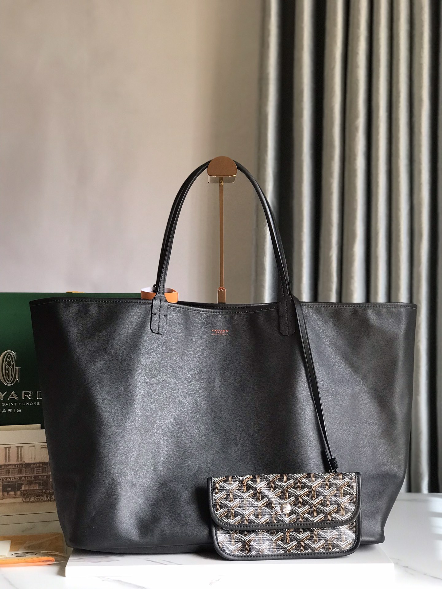 GOYARD Saint-Louis PM Tote Bag Black Used Beautiful with