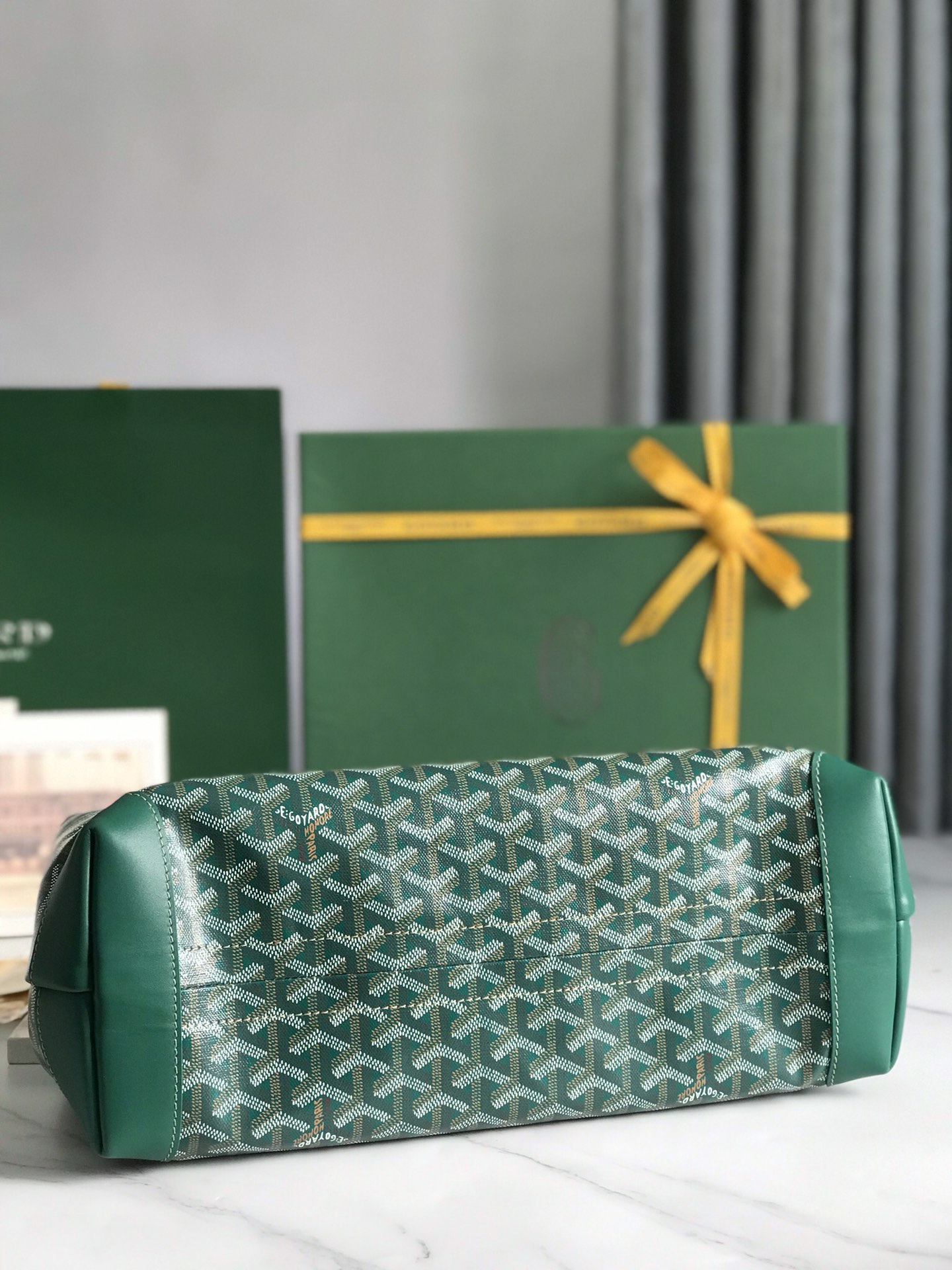 Goyard Tan Goyardine Coated Canvas and Leather bag green
