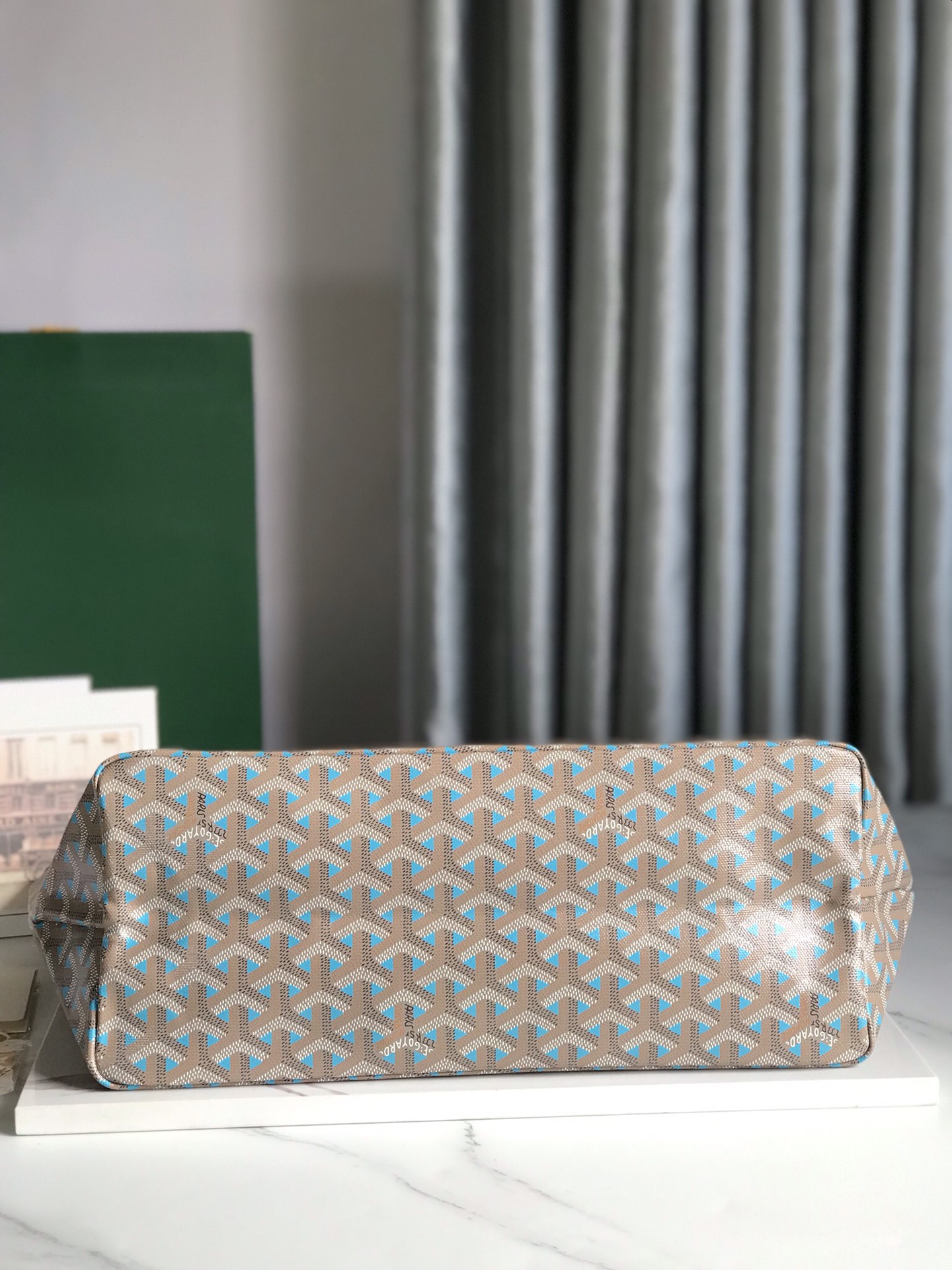 GOYARD Saint Louis PM Tote Bag Claire Voie Greige Turquois