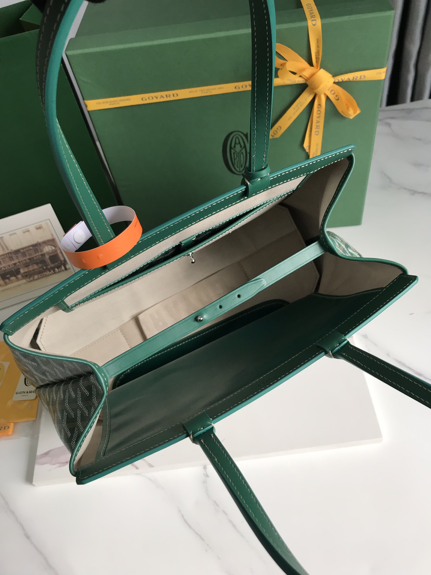 Goyard Tan Goyardine Coated Canvas and Leather bag green