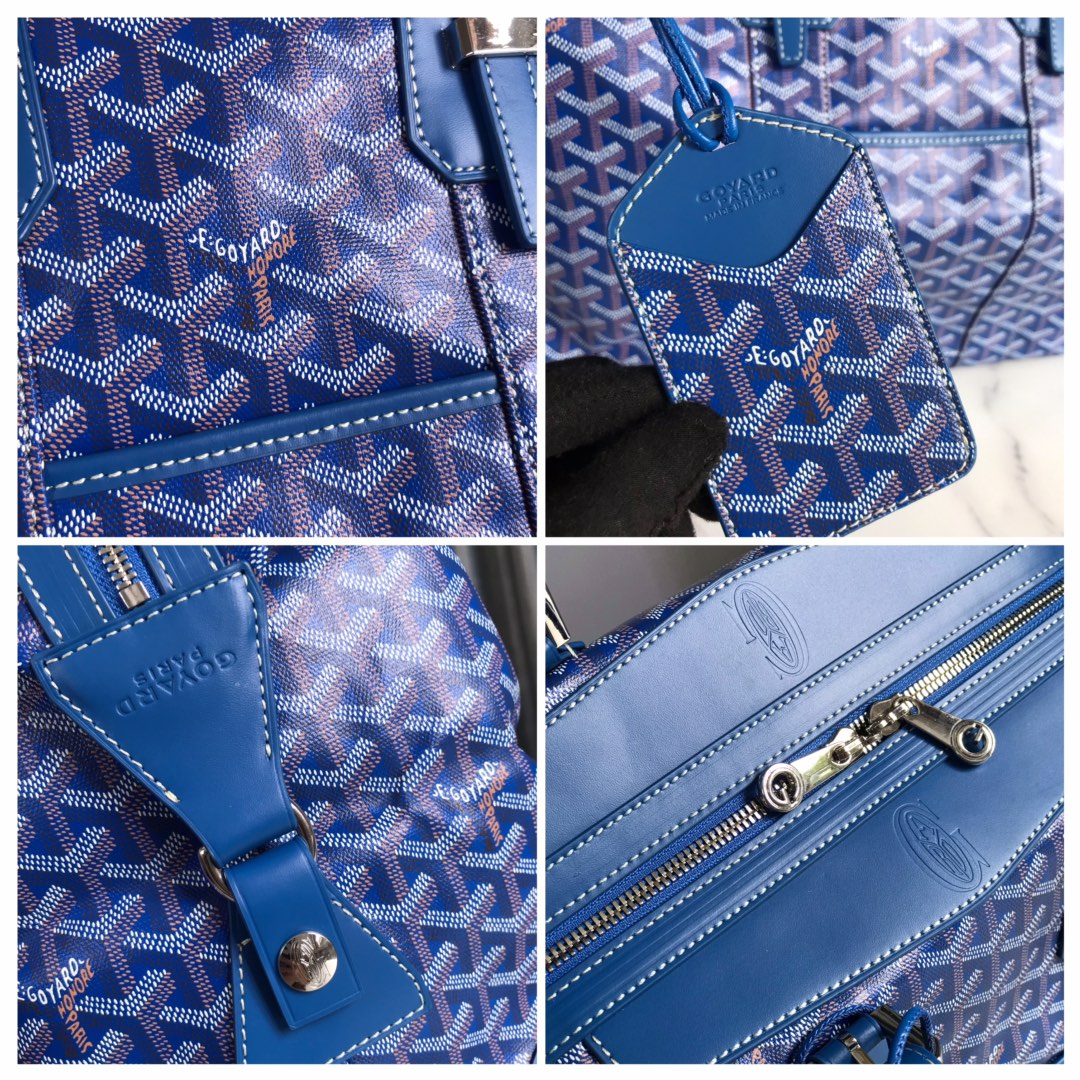Goyard Bowling 45 Bag Sky Blue Goyardine Canvas and Cervon