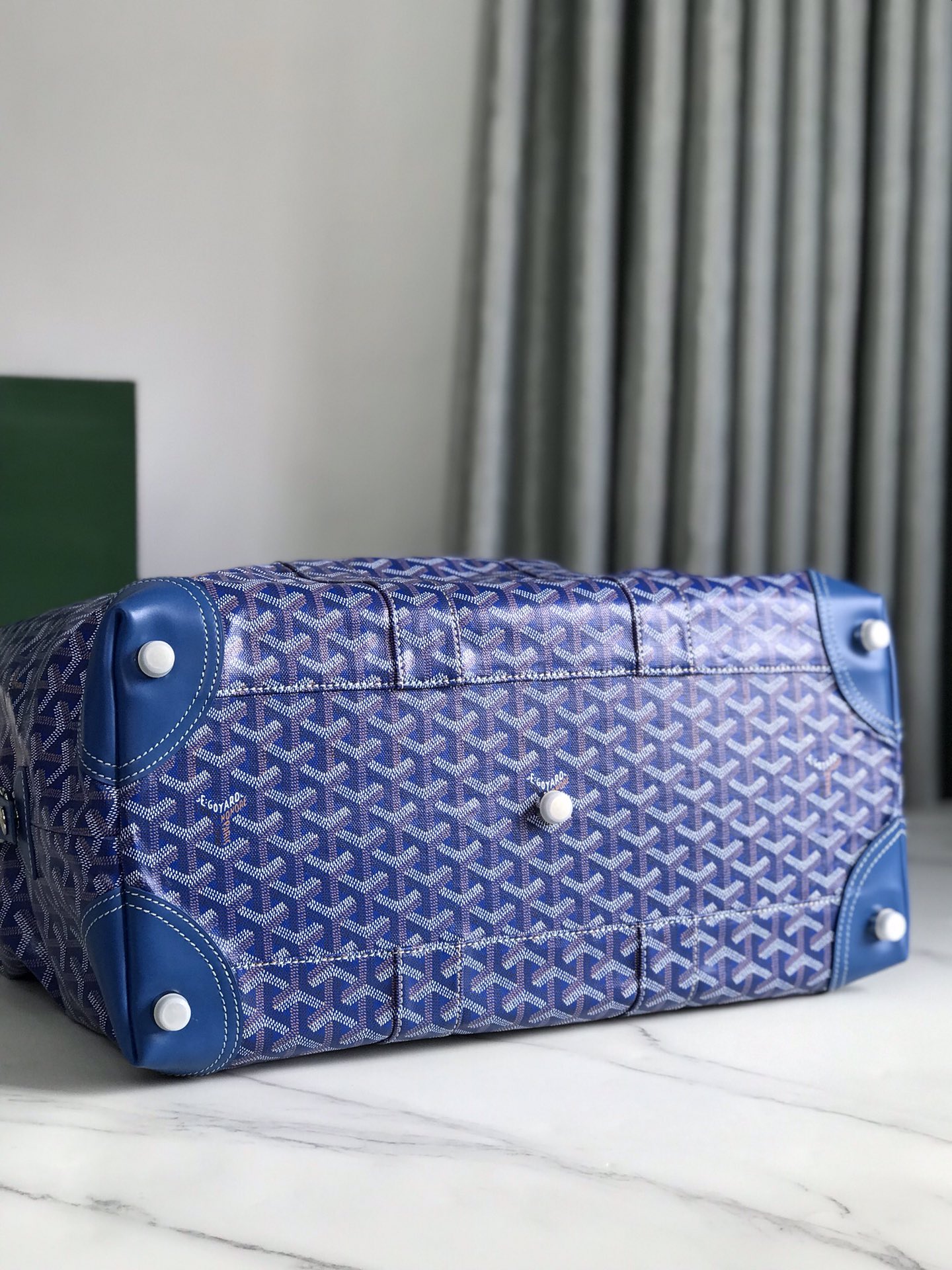 Goyard Bowling 45 Bag Sky Blue Goyardine Canvas and Cervon