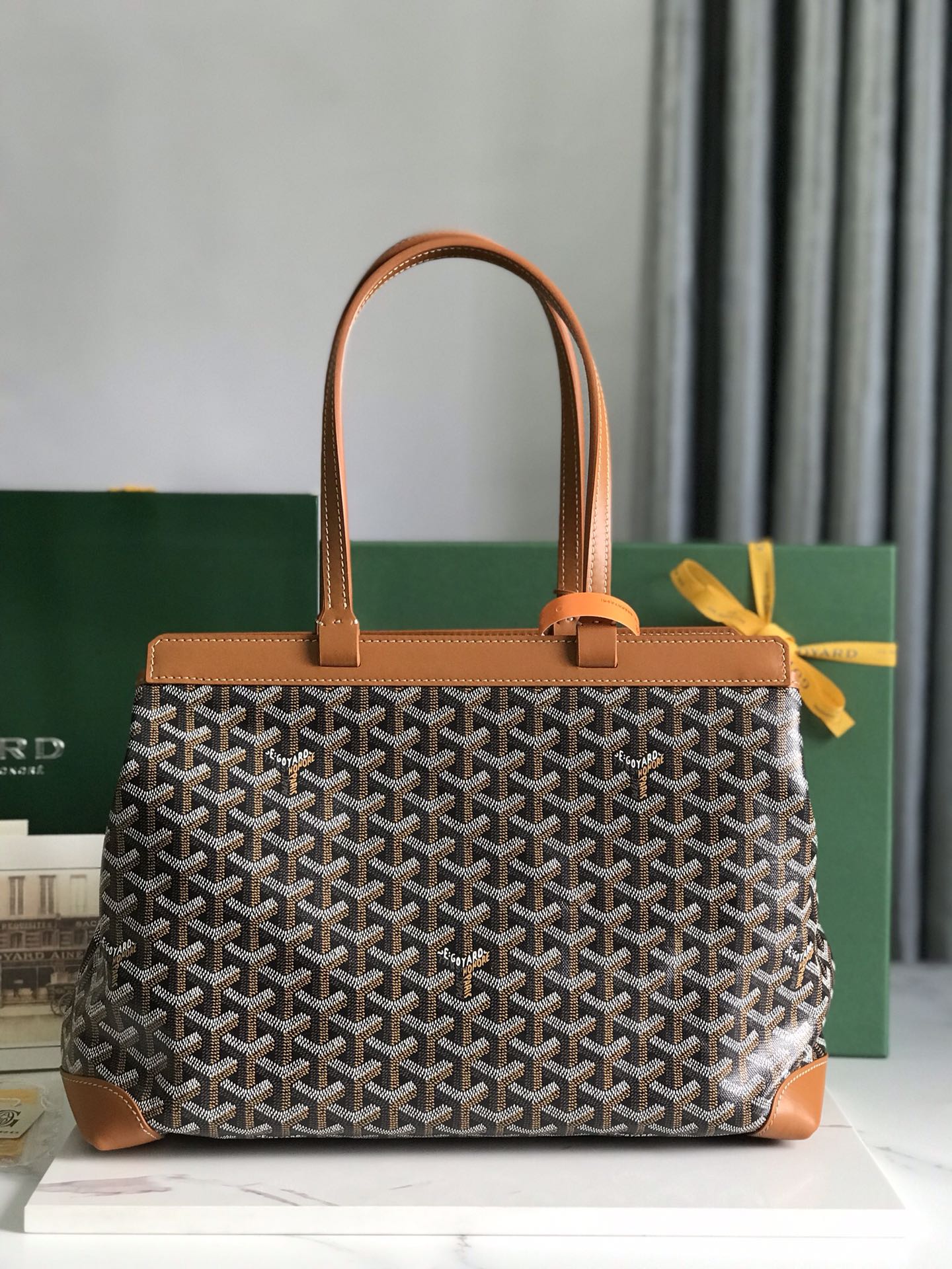 Goyard Tan Goyardine Coated Canvas and Leather bag brown