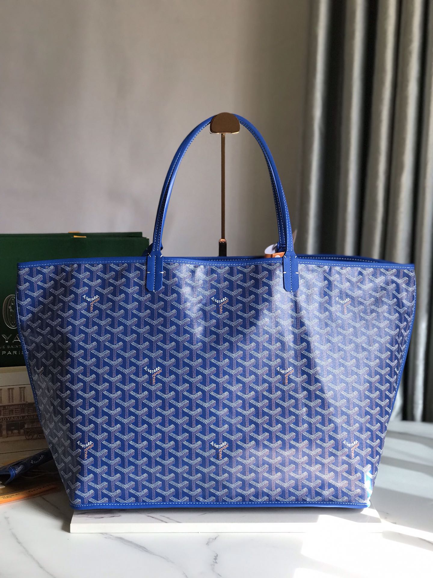 Goyard st louis blue Goyard Saint Louis Claire-Voie GM Bag Turquoise)