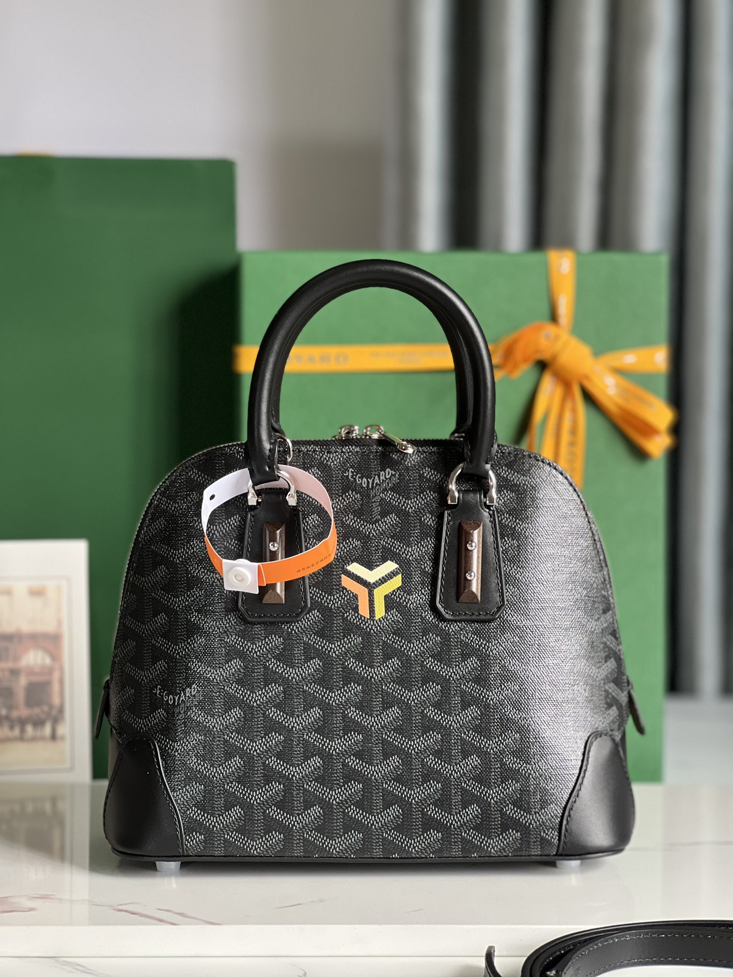 Goyard Black Goyardine Coated Canvas and Leather Vendome Satchel Goyard