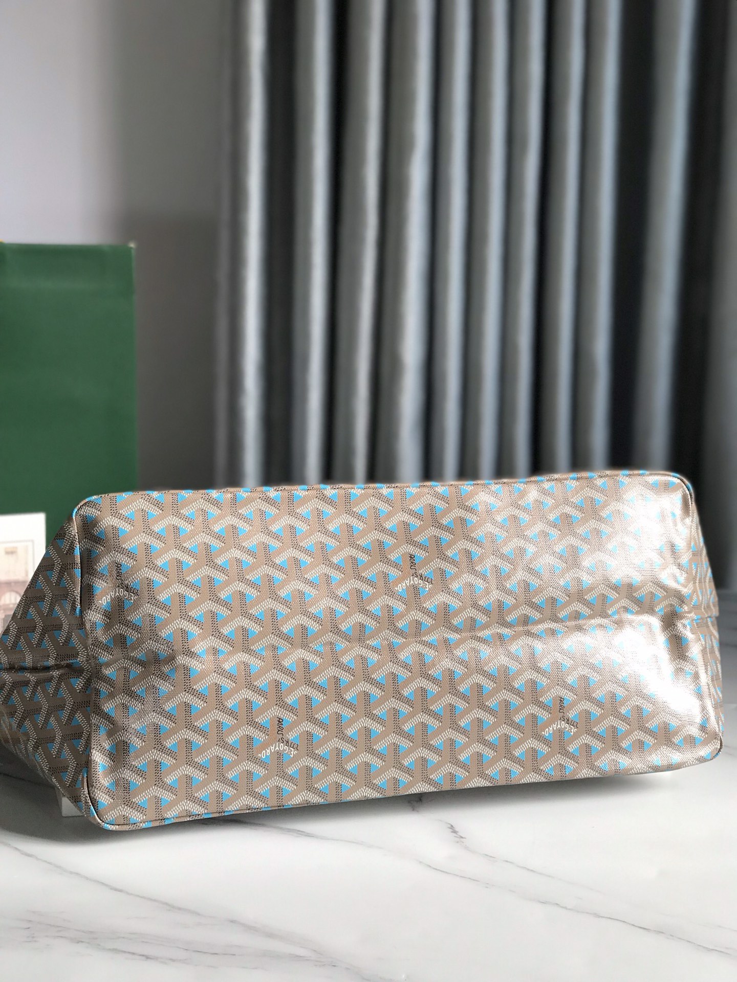 GOYARD Saint Louis PM Tote Bag Claire Voie Greige Turquois