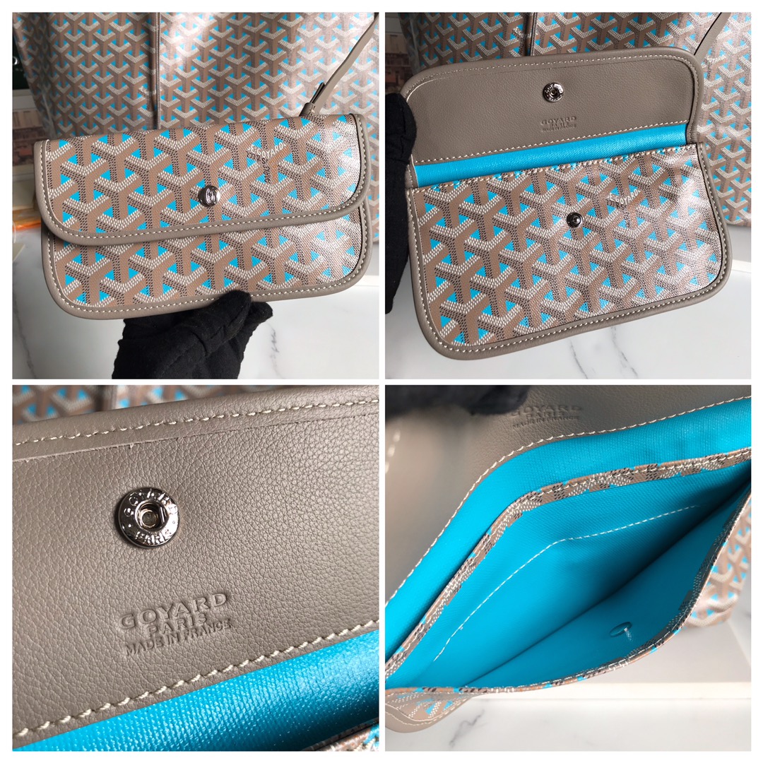 GOYARD Saint Louis PM Tote Bag Claire Voie Greige Turquois