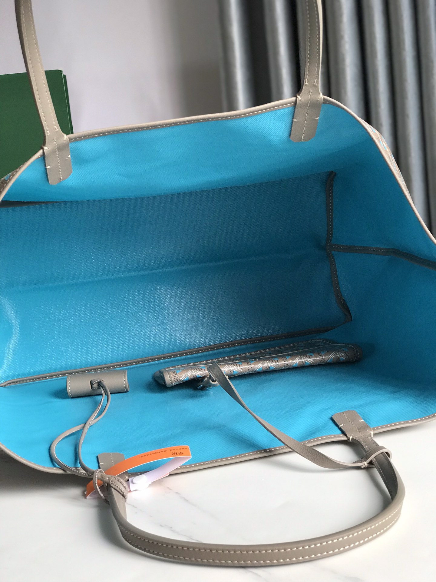 GOYARD Saint Louis PM Tote Bag Claire Voie Greige Turquois