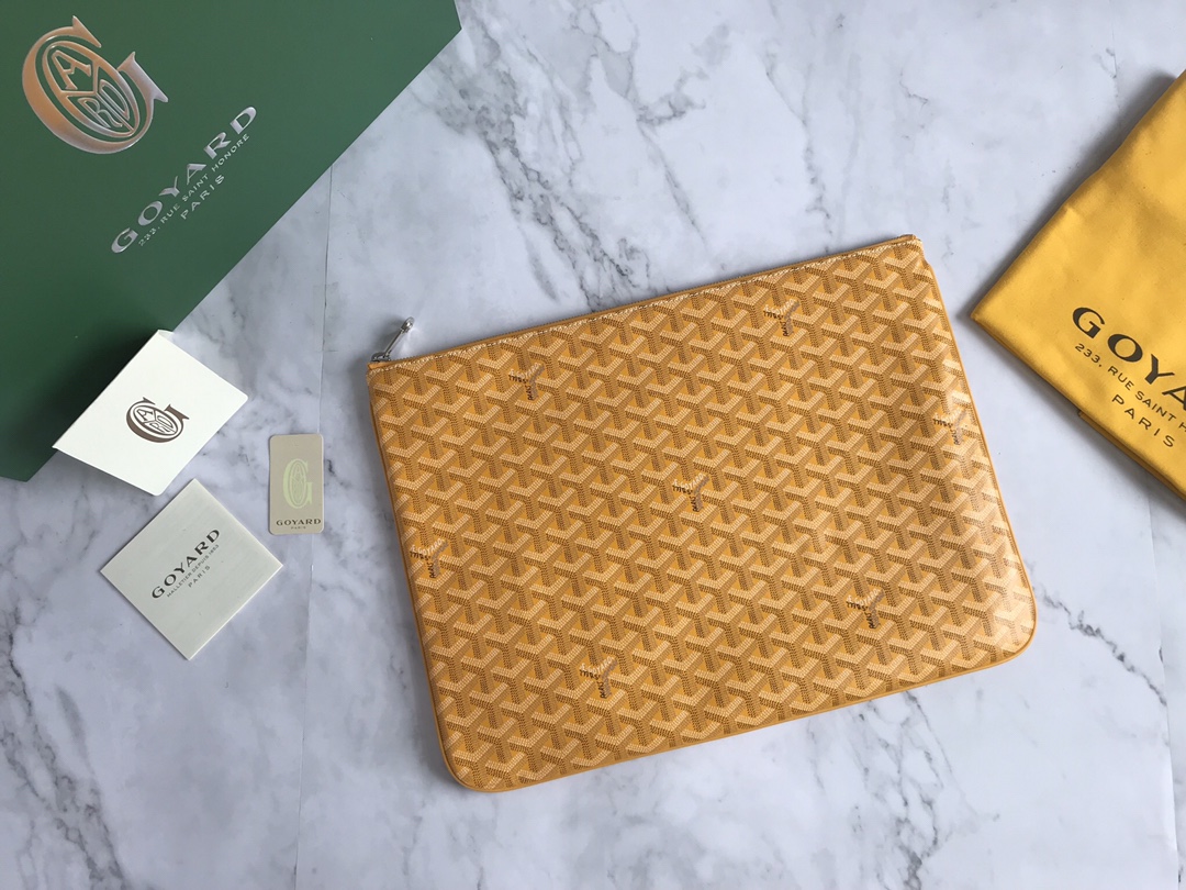 GOYARD Goyardine Senat Pochette GM Sky yellow