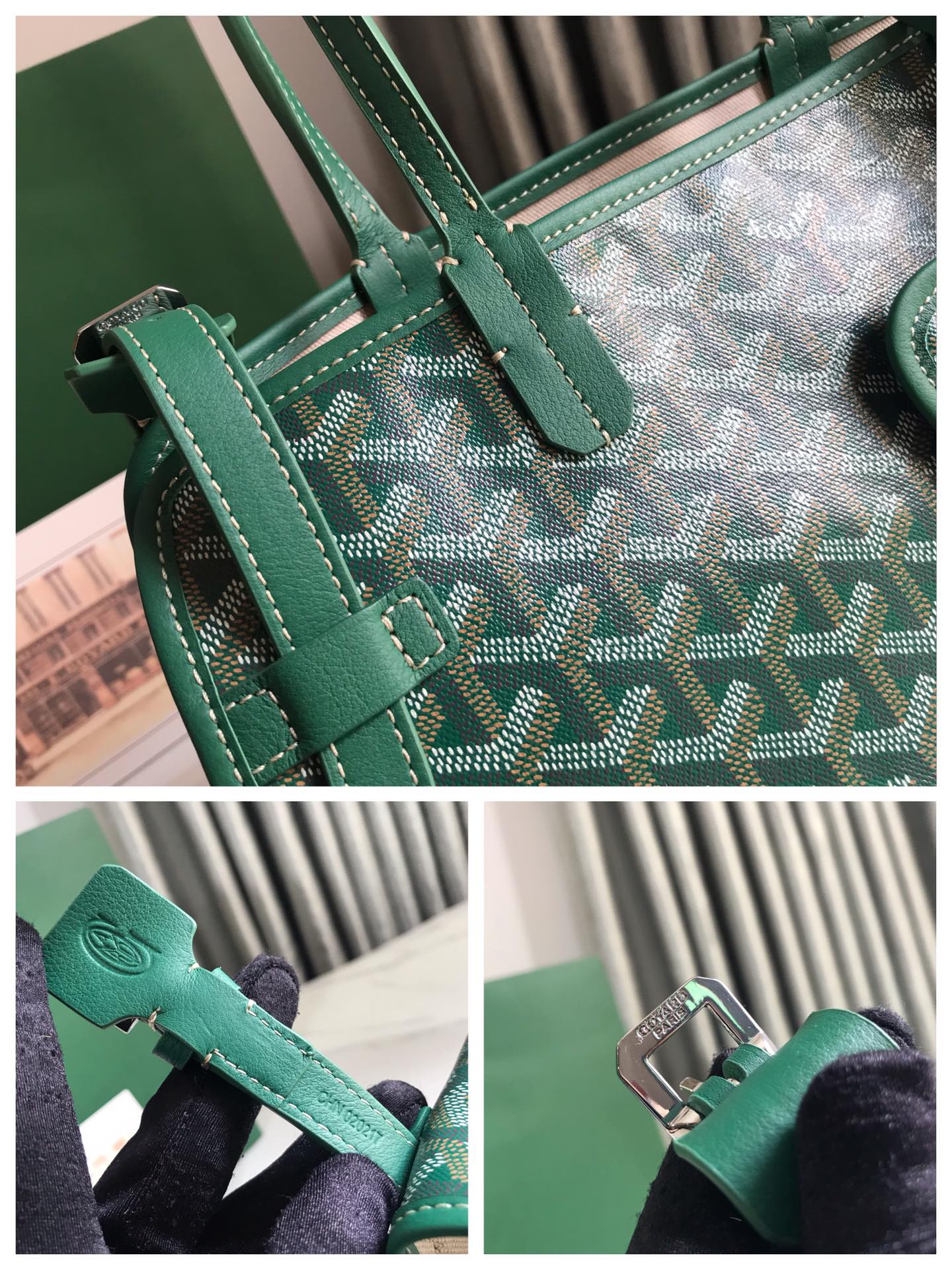 Goyard Chien Gris Pet Carrier Tote Coated Canvas bag green