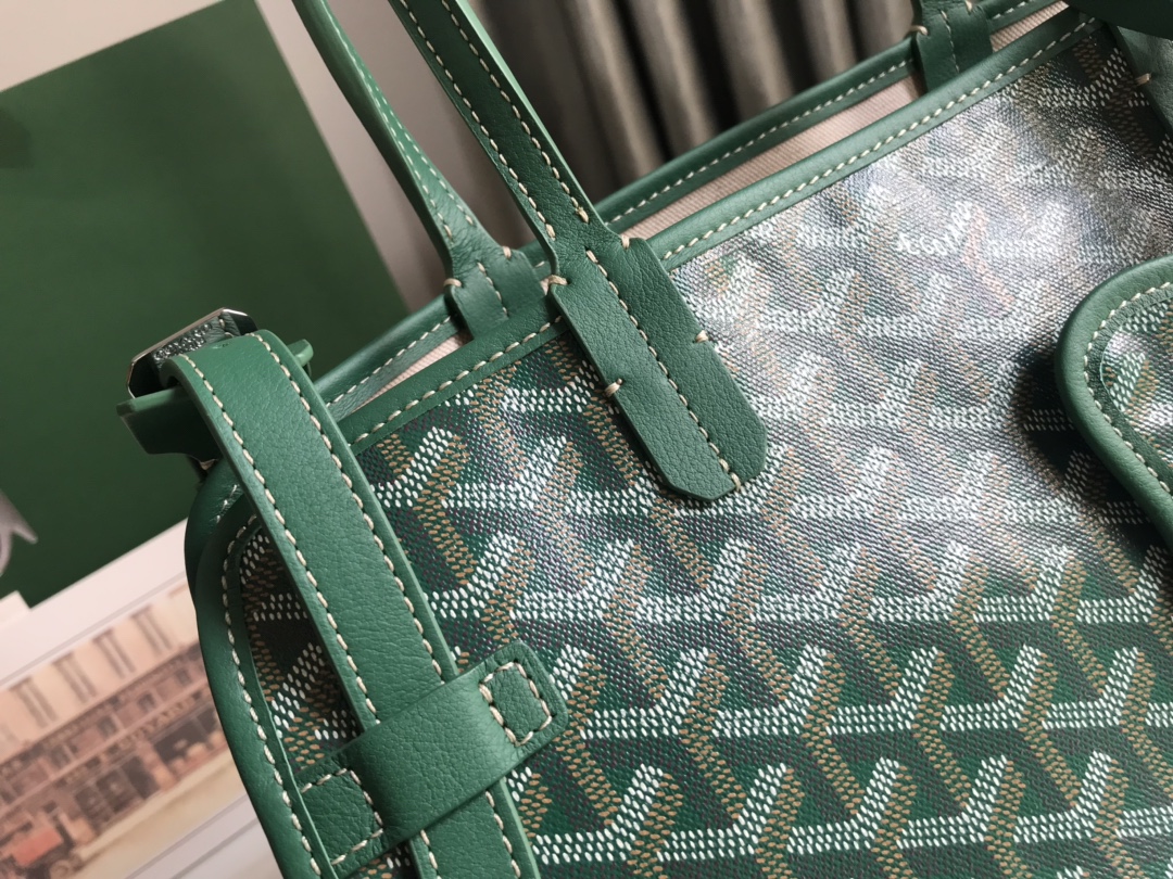 Goyard Chien Gris Pet Carrier Tote Coated Canvas bag green