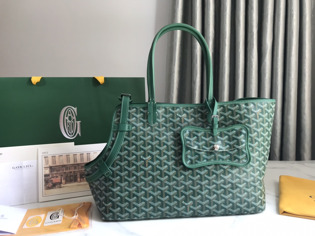 Goyard Chien Gris Pet Carrier Tote Coated Canvas bag green