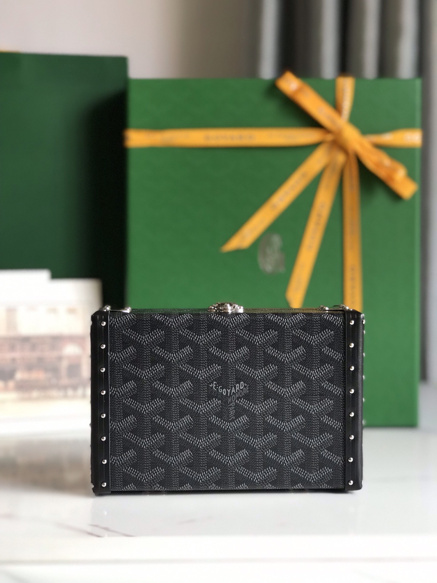 Goyard black Coated Canvas and Leather Minaudiere