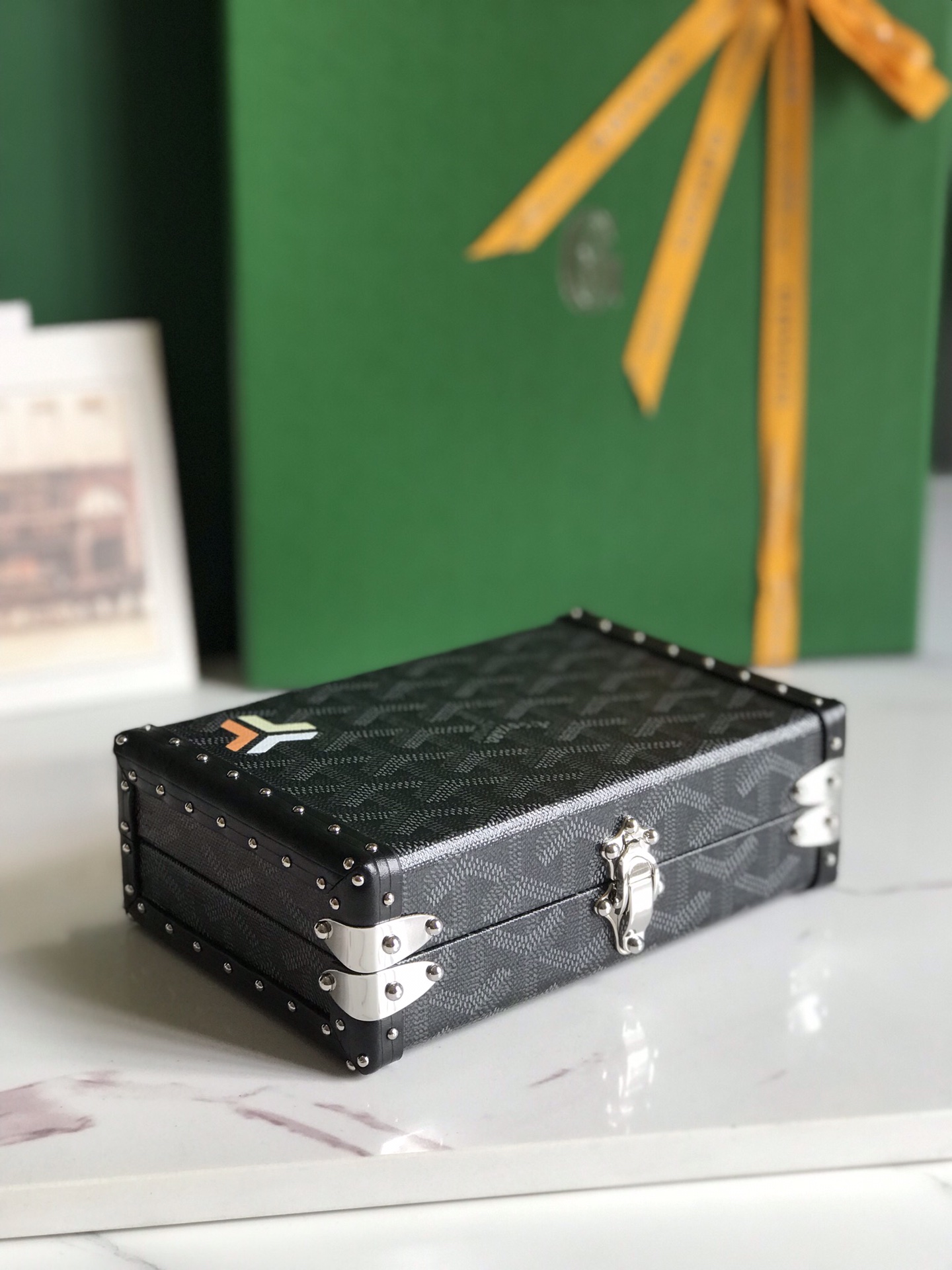 Goyard black Coated Canvas and Leather Minaudiere