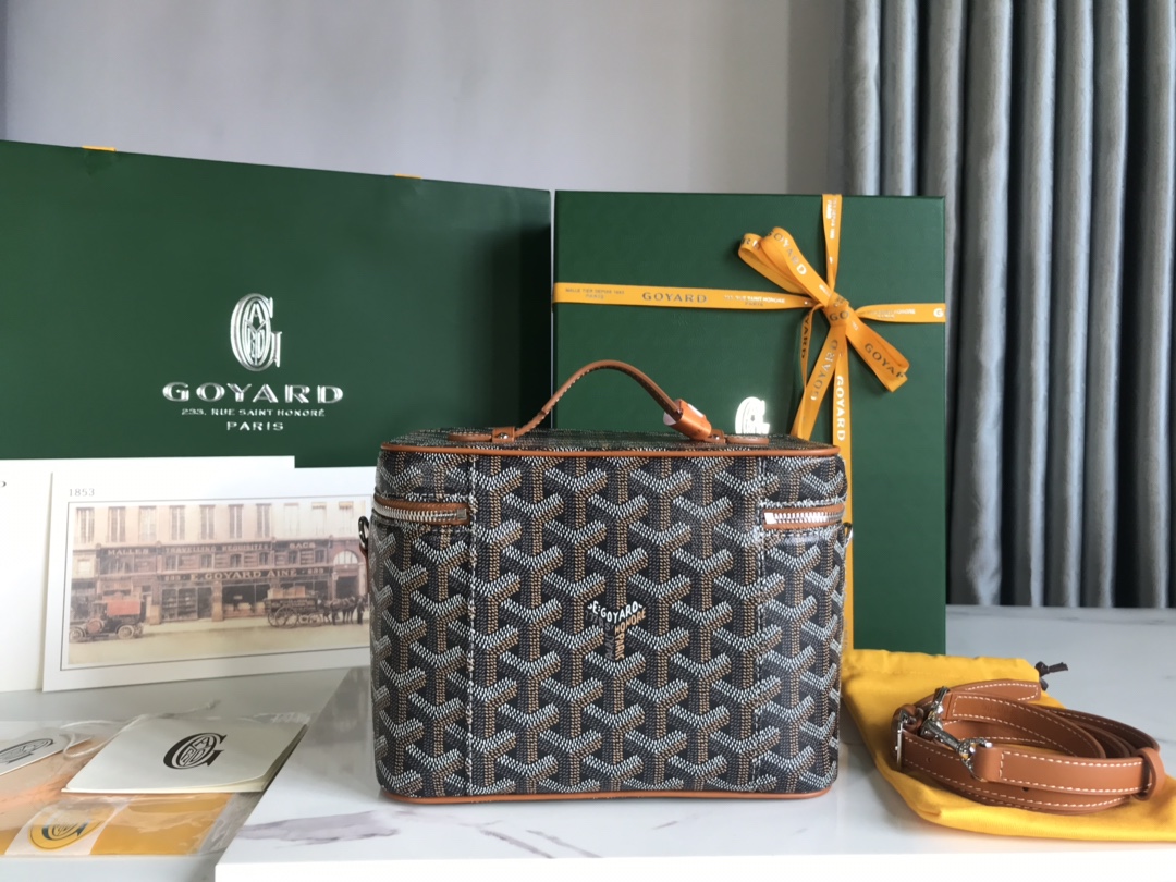 Goyard Brown  Goyardine Muse Vanity Case Cloth Cloth
