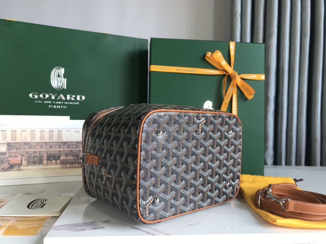 Goyard Brown  Goyardine Muse Vanity Case Cloth Cloth