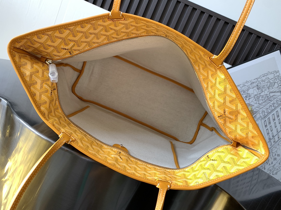 Goyard Goyardine Yellow Artois PM Tote Bag Palladium Goyard