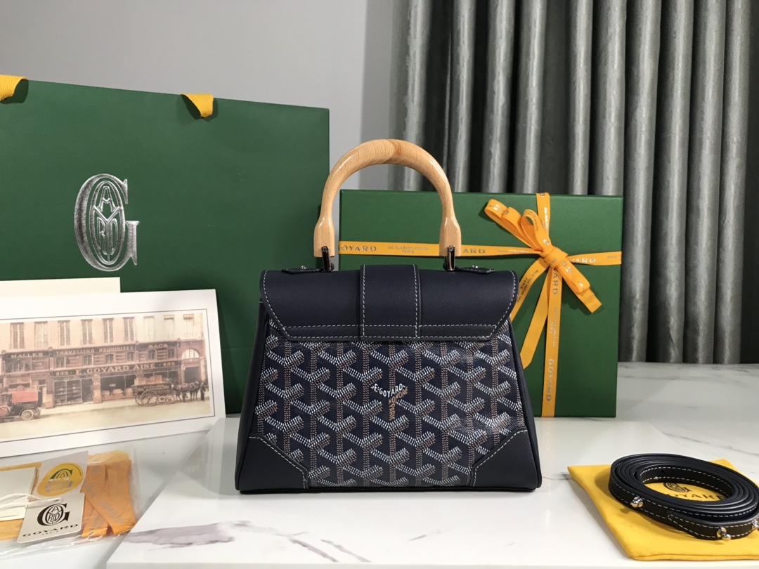 Goyard Blue Mini Goyardine Saigon Souple Dark blue Pony-