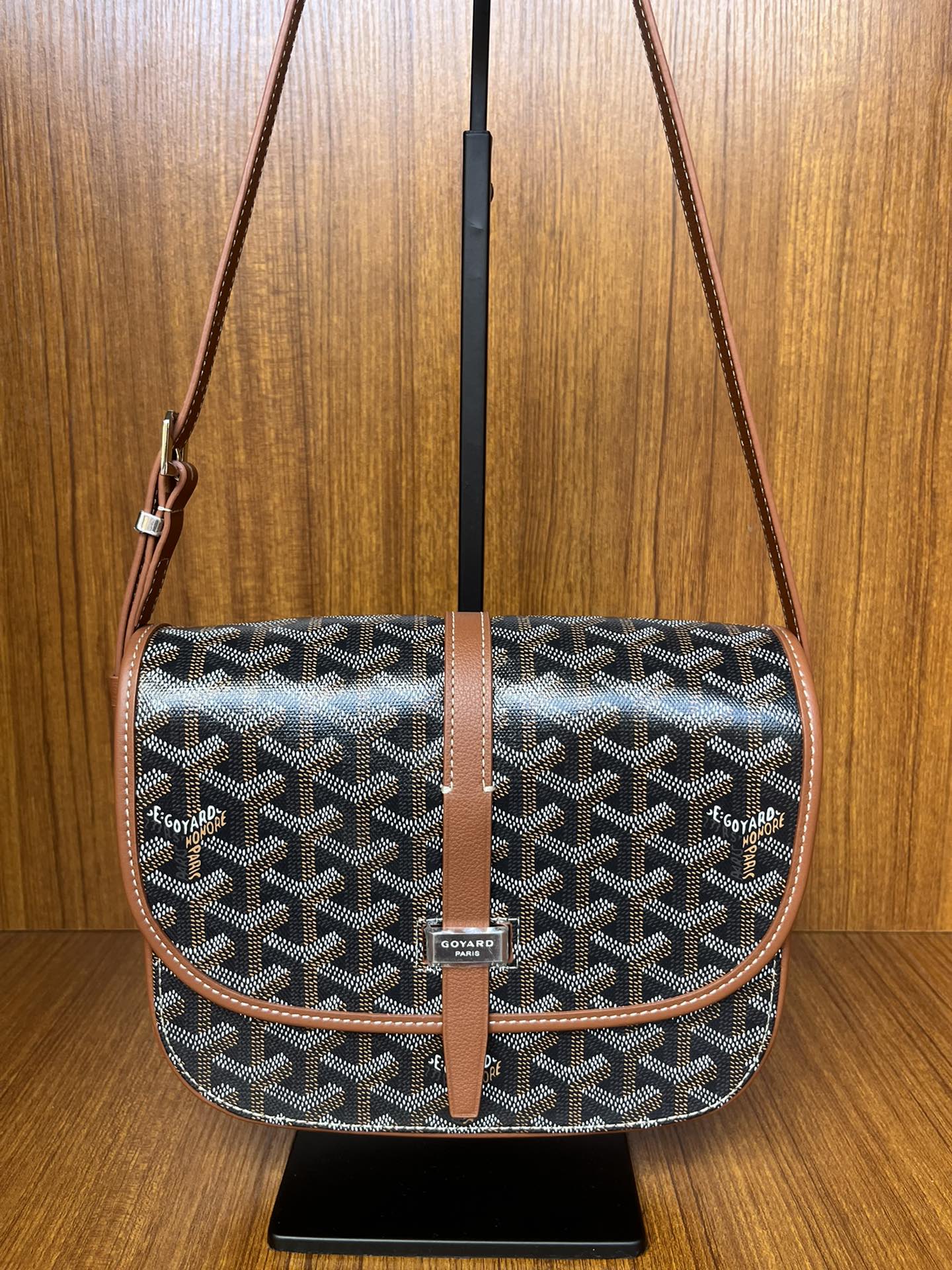 GOYARD Goyardine Belvedere II PM Messenger Bag Black Gold 1365915