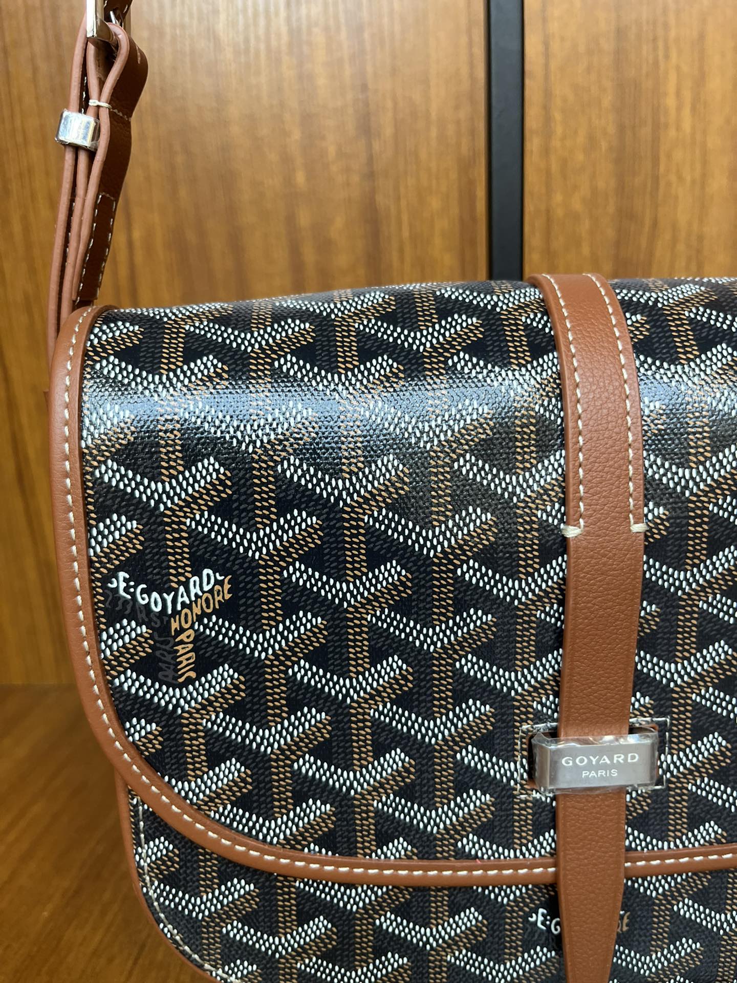 GOYARD Goyardine Belvedere II PM Messenger Bag Black Gold 1365915