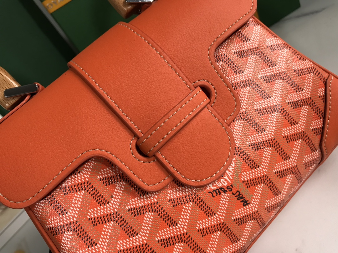 Goyard Saigon Souple Mini Orange Leather & Goyardine Canvas Bag