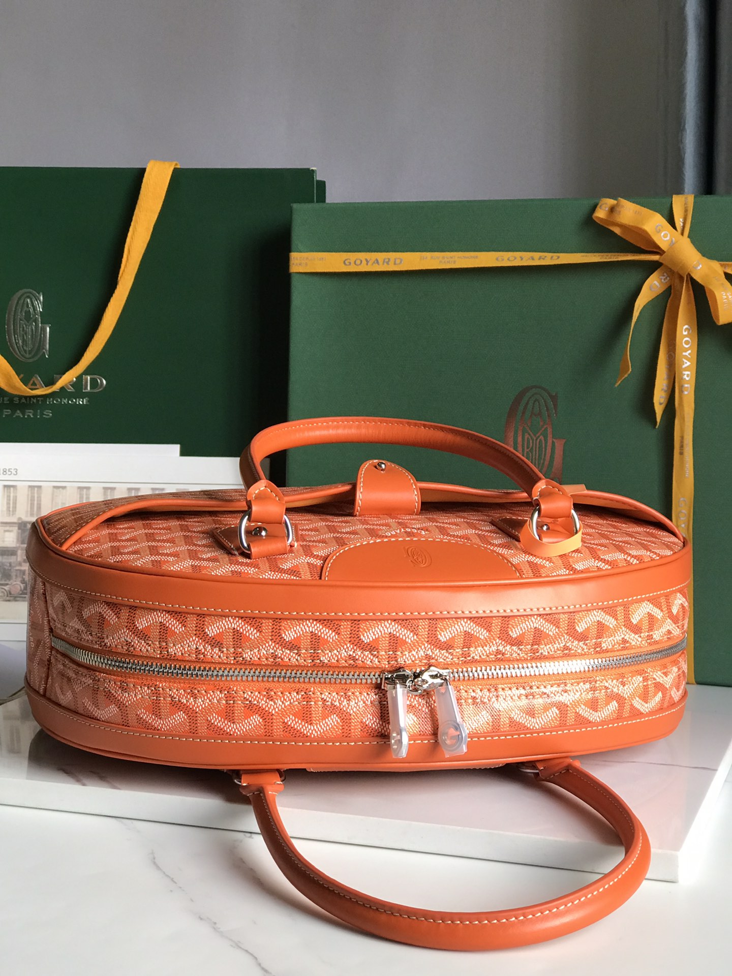 Goyard orange Chevron Print Coated Canvas St. Jeanne PM Bag | Yoogi's Closet