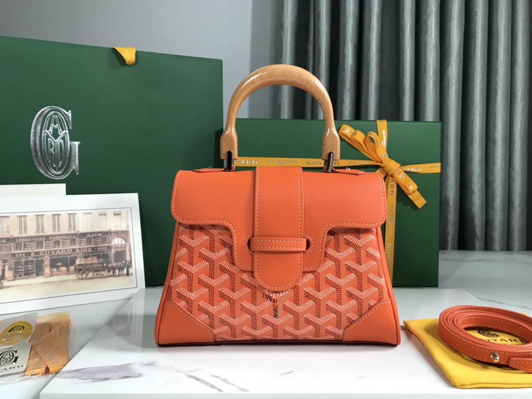 Goyard Saigon Souple Mini Orange Leather & Goyardine Canvas Bag