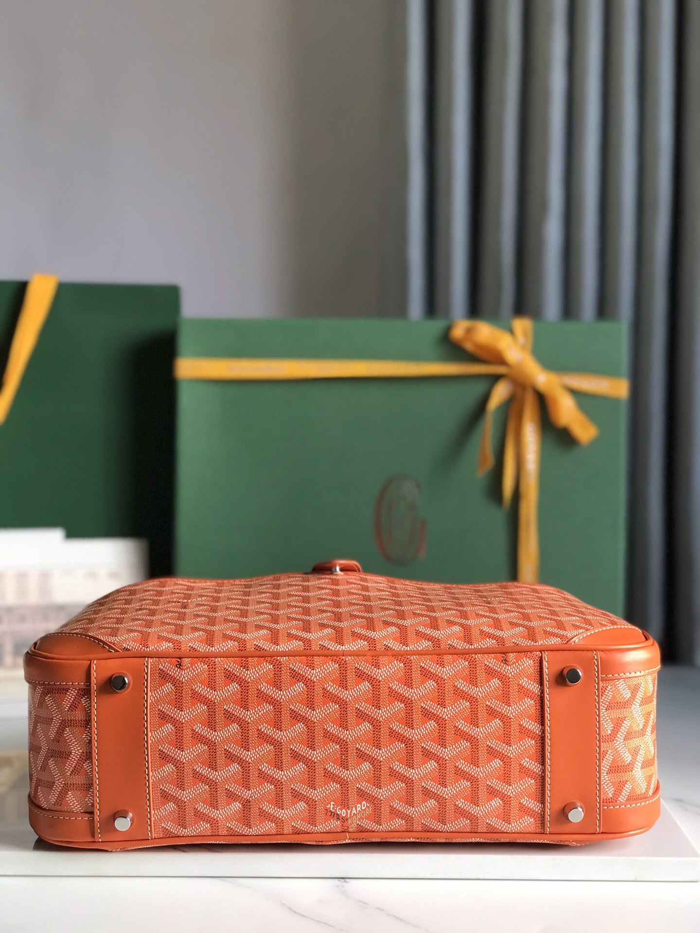 Goyard orange Chevron Print Coated Canvas St. Jeanne PM Bag | Yoogi's Closet