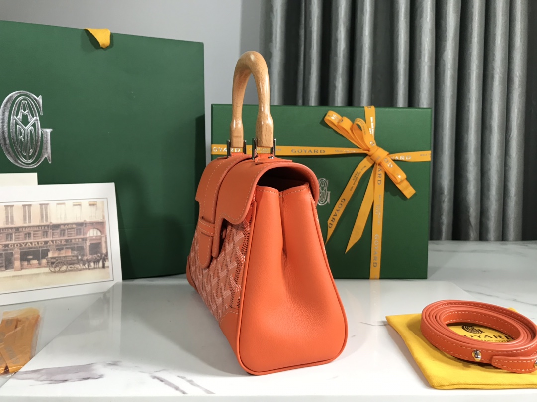 Goyard Saigon Souple Mini Orange Leather & Goyardine Canvas Bag