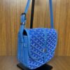 Goyard Blue Chevron Print Coated Canvas Belvedere MM Saddle Bag Goyard