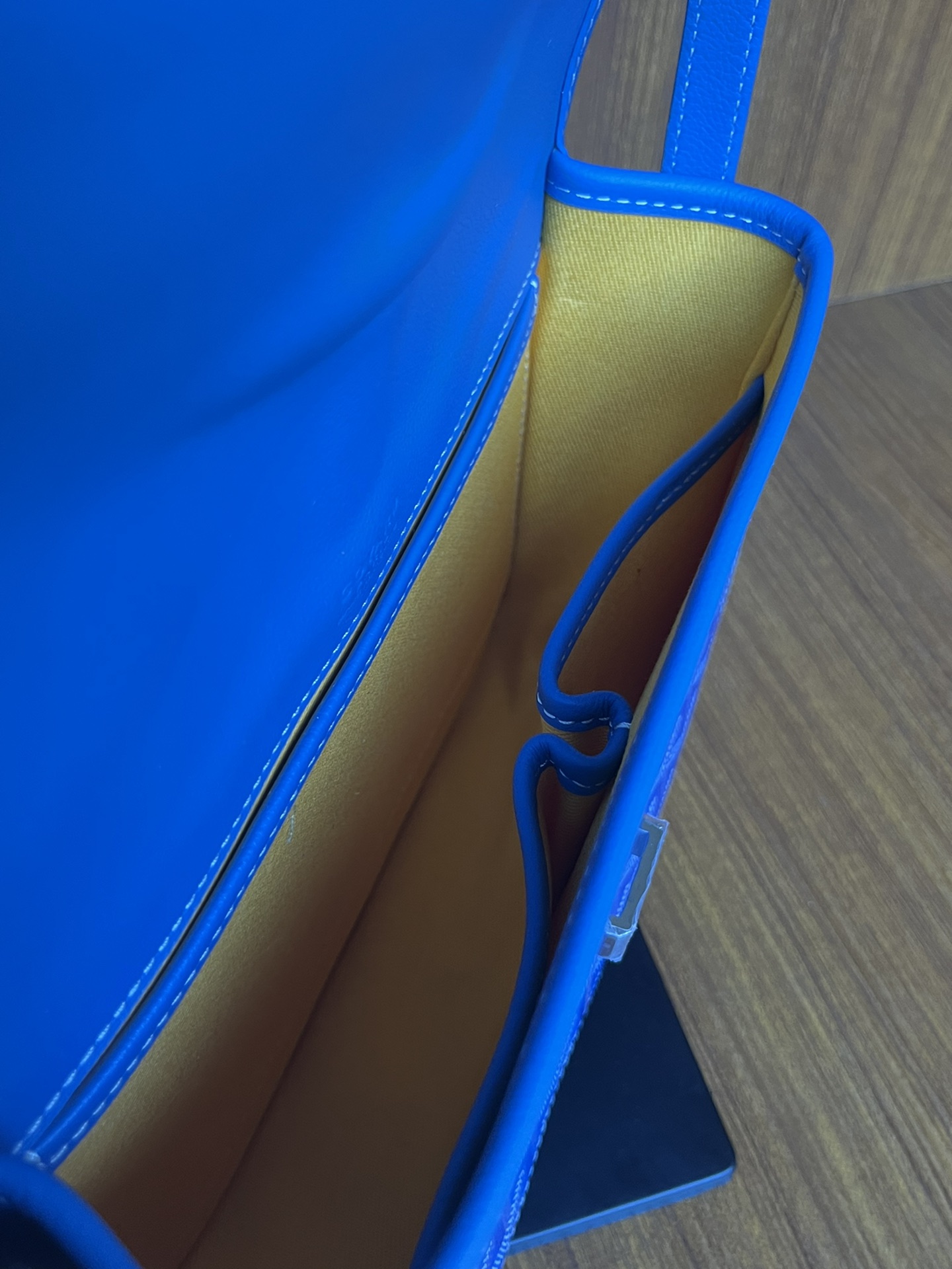 Goyard Blue Chevron Print Coated Canvas Belvedere MM Saddle Bag Goyard