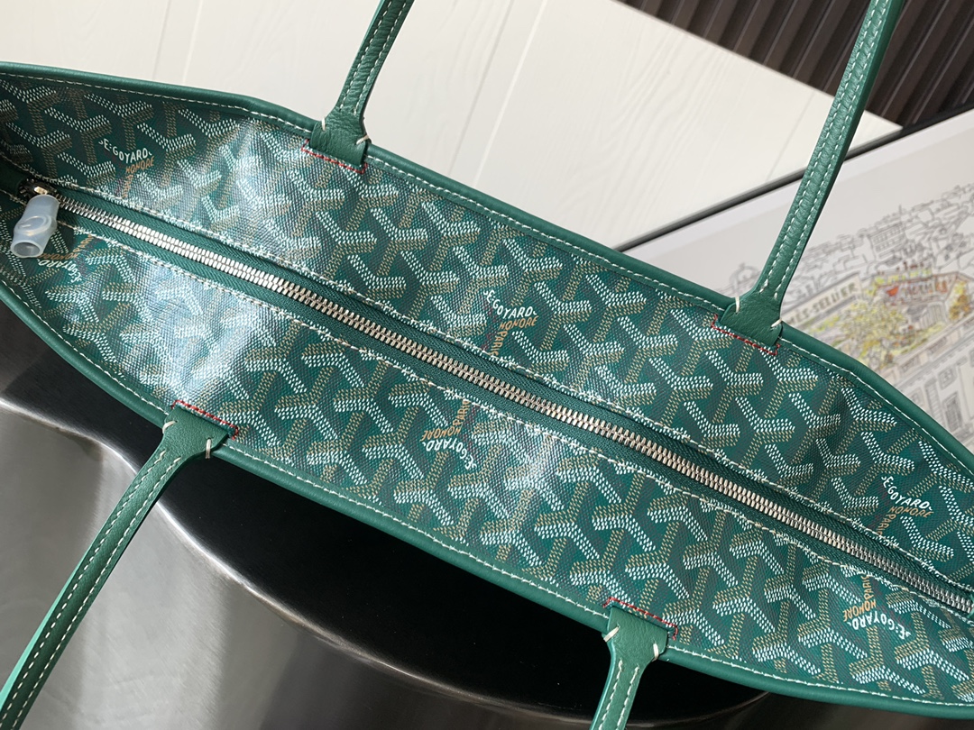Goyard Artois Tote MM Green Goyardine Canvas &