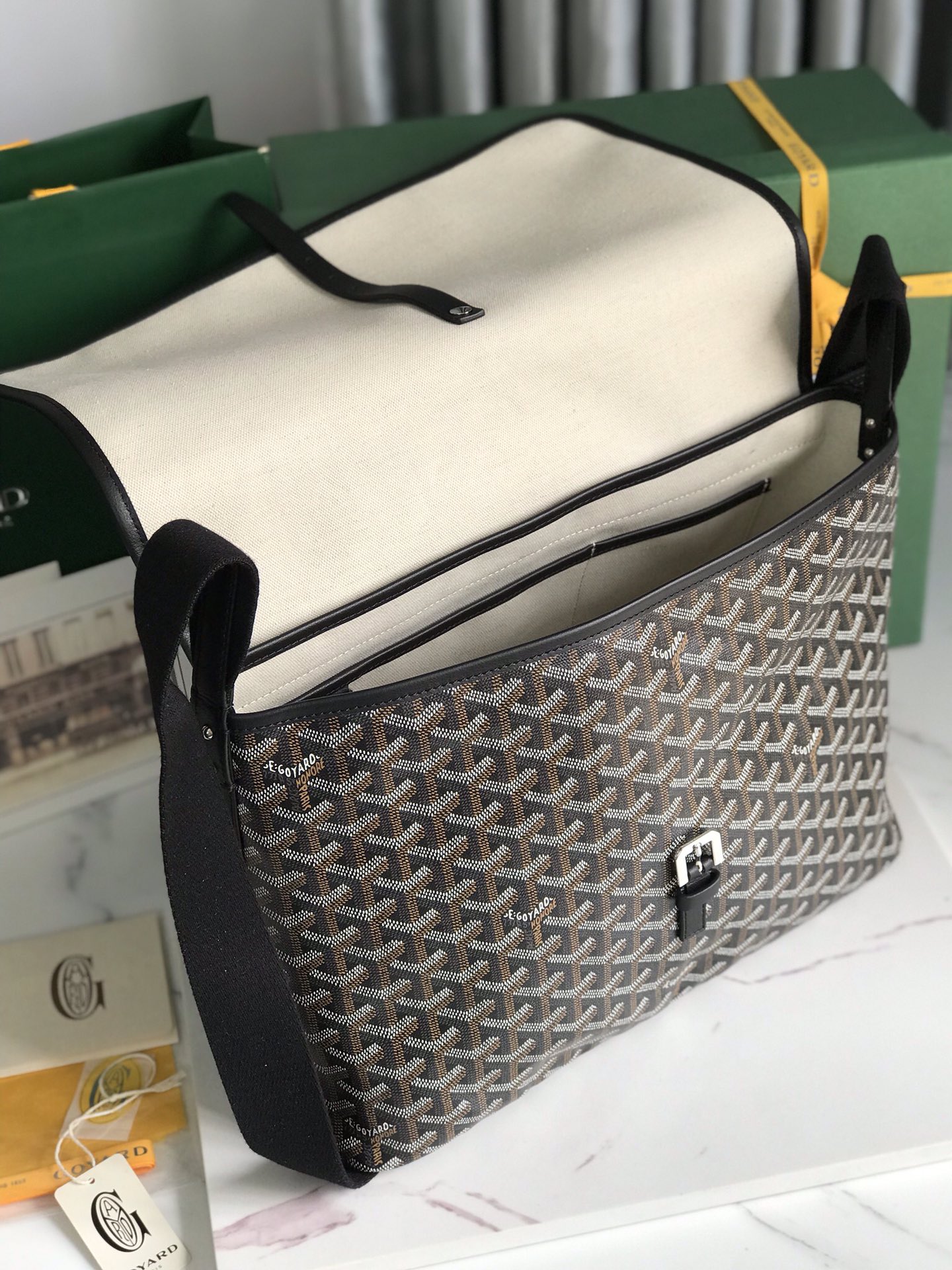 Goyard Capetien Messenger Bag Coated Canvas Black
