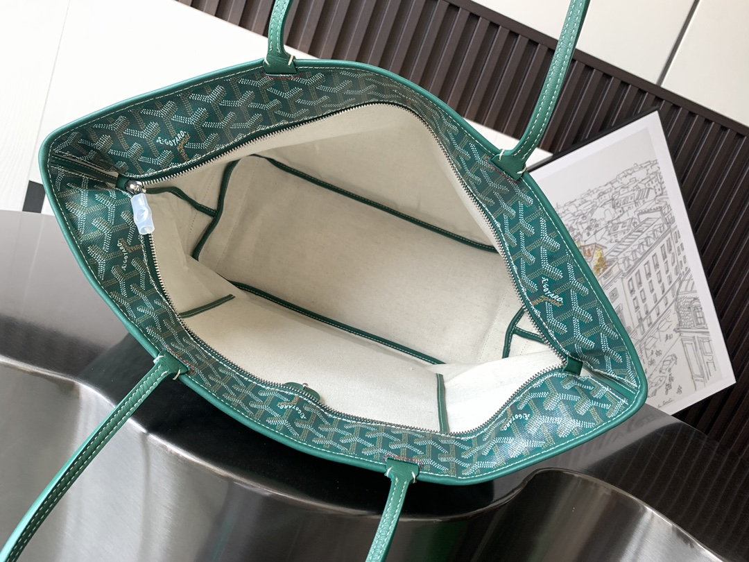 Goyard Artois Tote MM Green Goyardine Canvas &