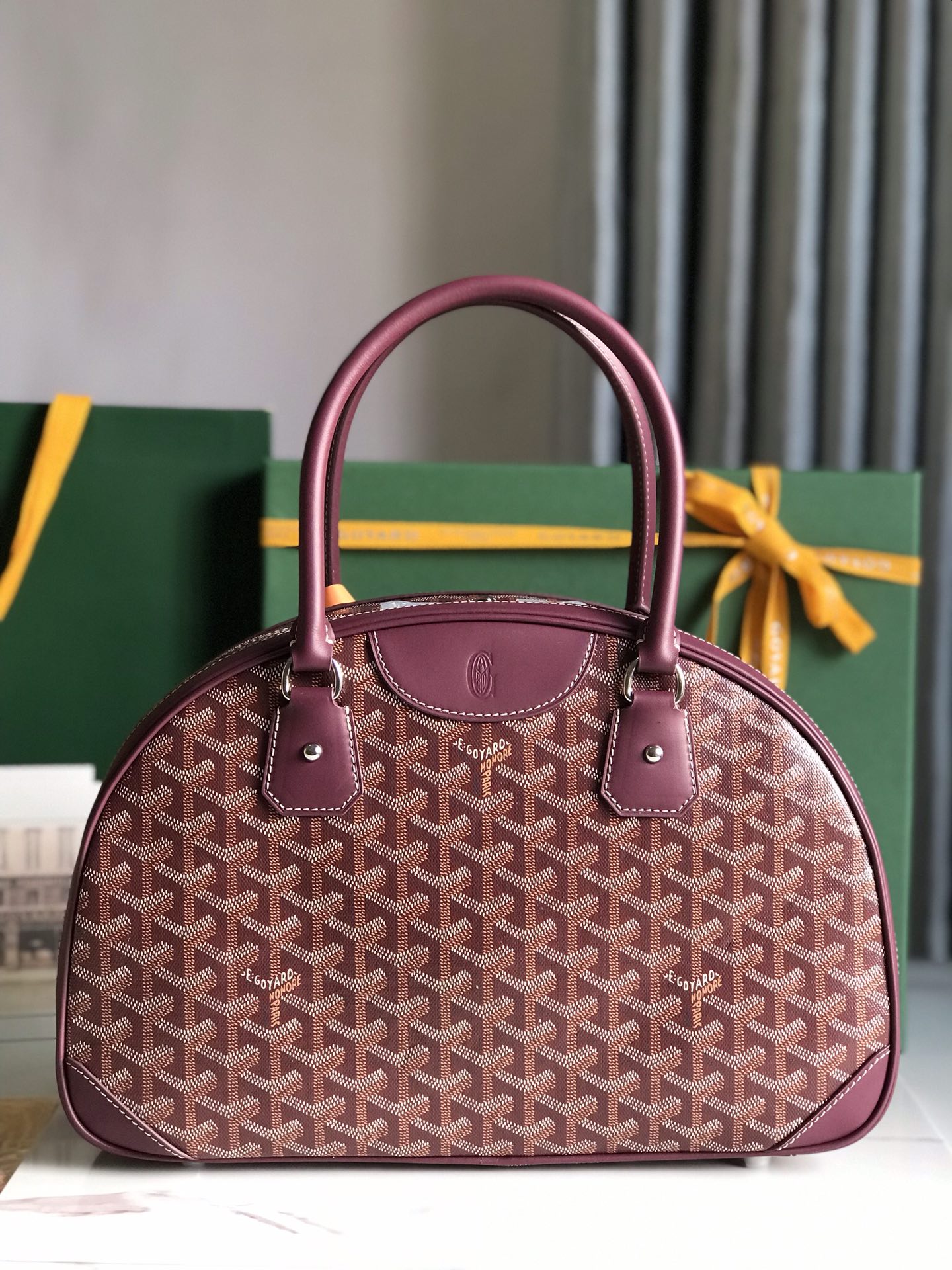 Goyard Burgundy Goyardine Coated Canvas and Leather St.