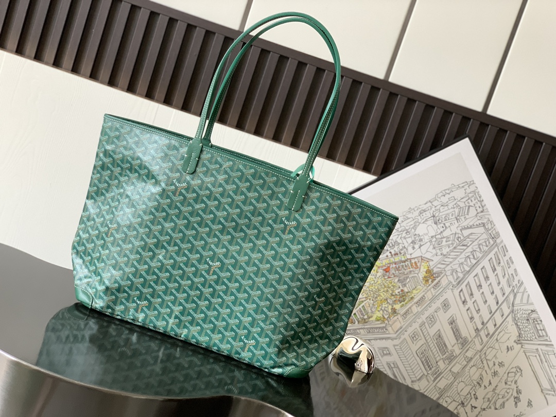 Goyard Artois Tote MM Green Goyardine Canvas &