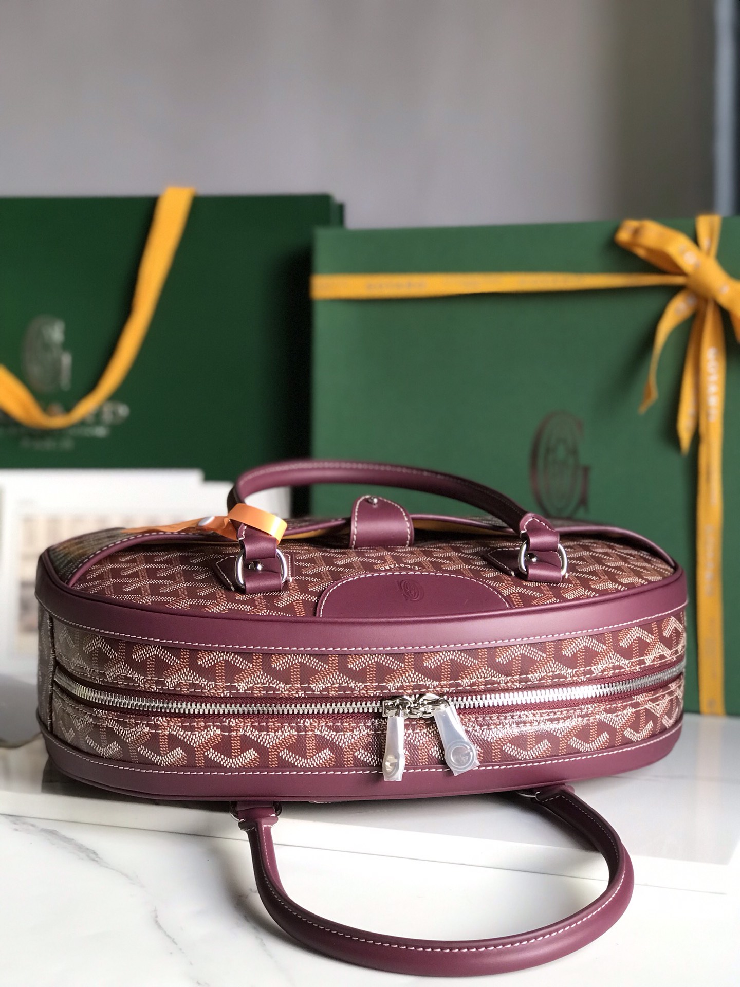 Goyard Burgundy Goyardine Coated Canvas and Leather St.