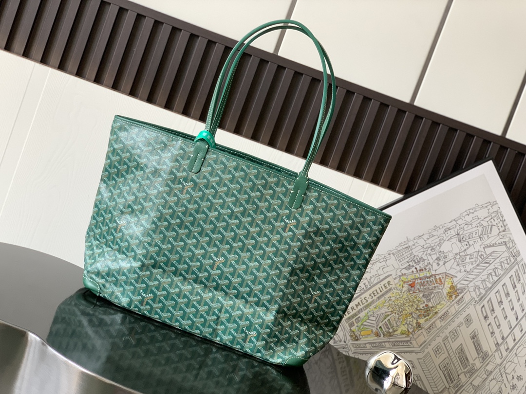 Goyard Artois Tote MM Green Goyardine Canvas &