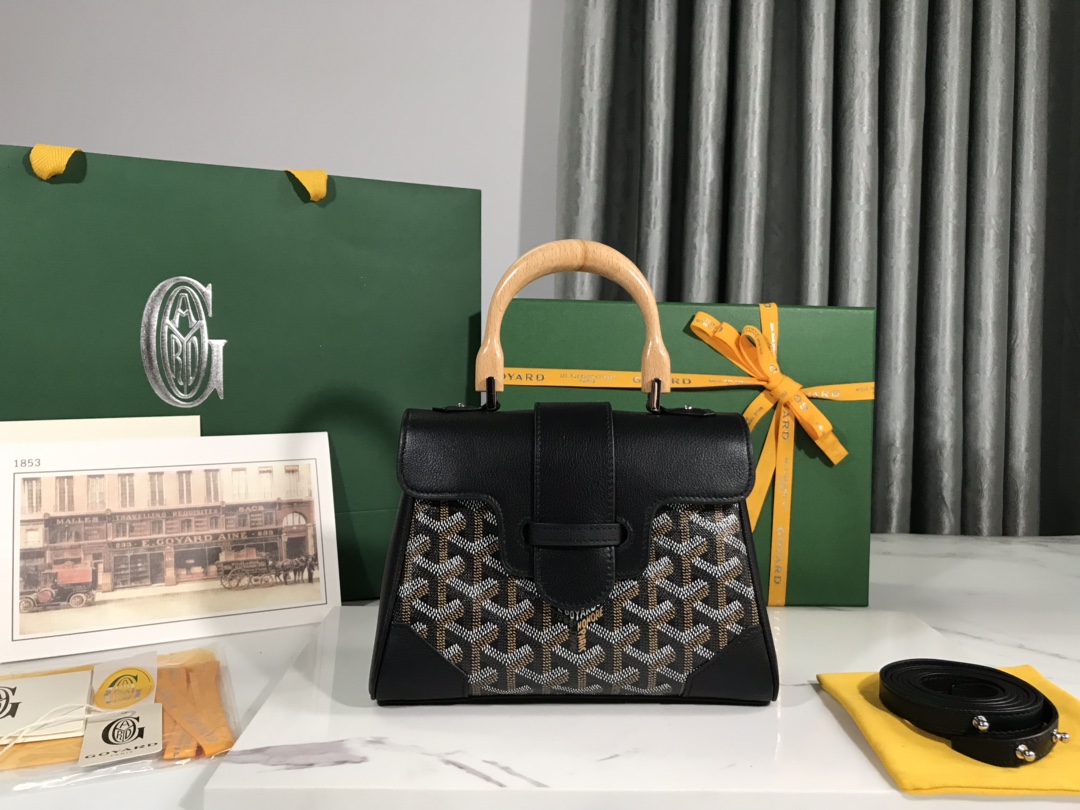 Goyard Black Coated Canvas Fabric Mini Goyardine Saigon