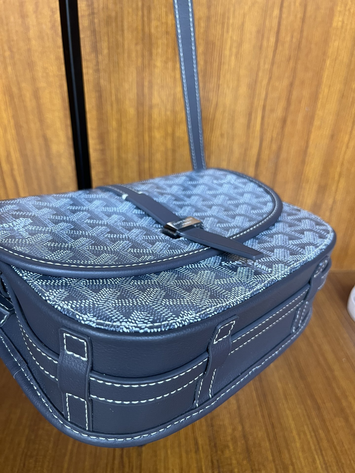 Goyard Navy Blue Goyardine Coated Canvas and Leather