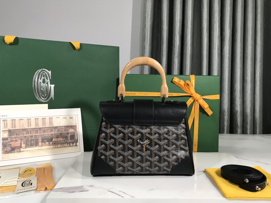 Goyard Black Coated Canvas Fabric Mini Goyardine Saigon