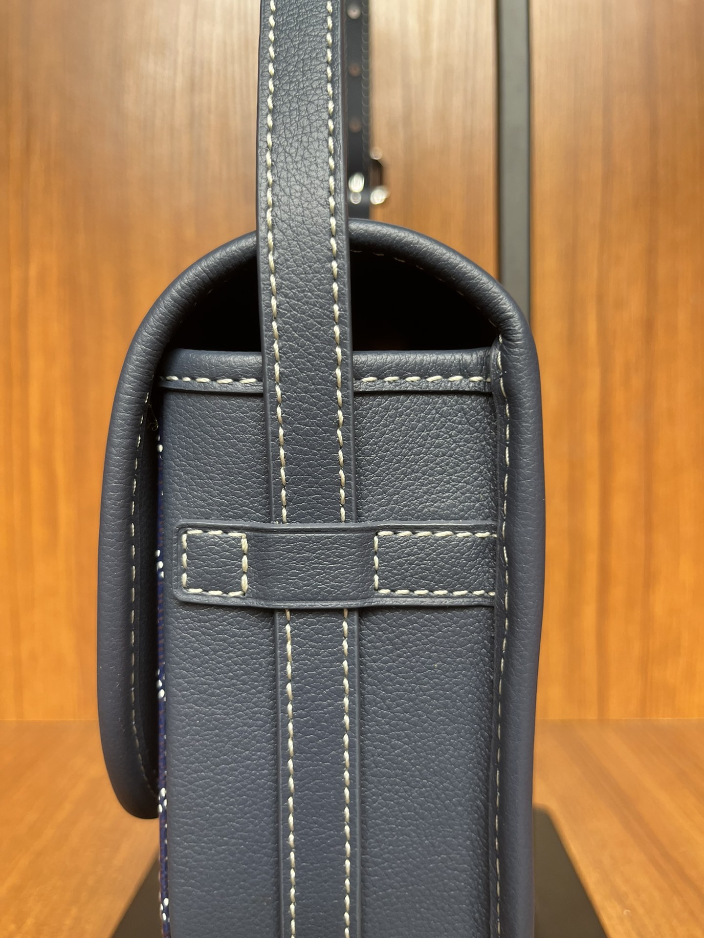 Goyard Goyardine Navy Belvedere PM Palladium Hardware