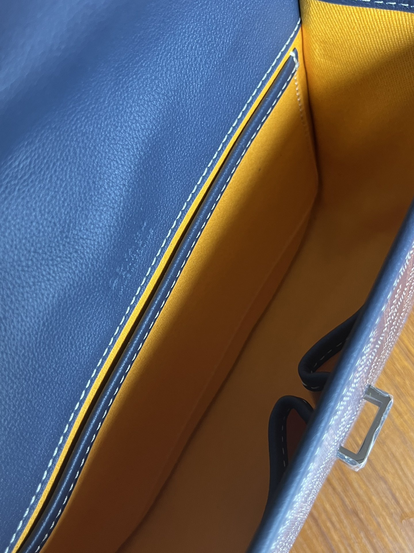 Goyard Goyardine Navy Belvedere PM Palladium Hardware