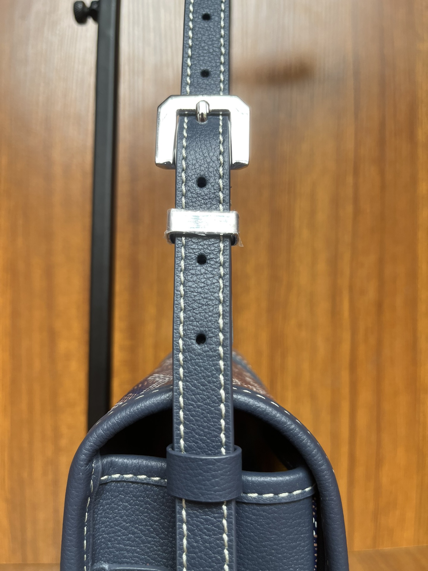 Goyard Goyardine Navy Belvedere PM Palladium Hardware