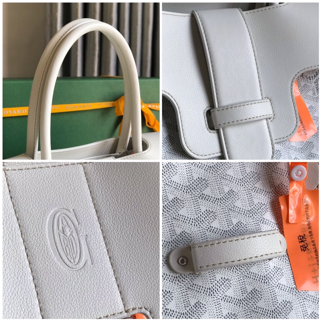 Goyard Saigon Tote White Goyardine Canvas Palladium ...