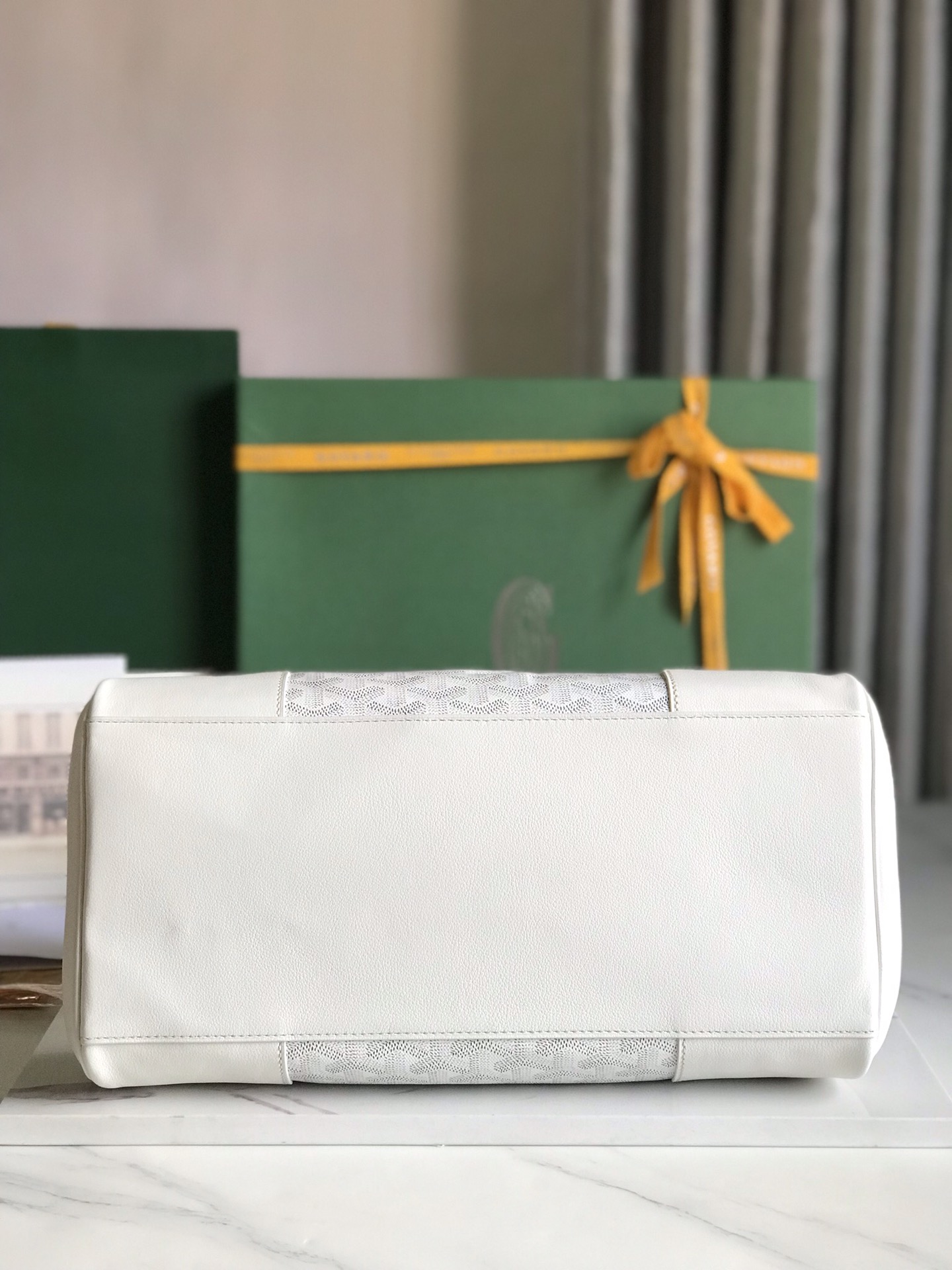 Goyard Saigon Tote White Goyardine Canvas Palladium ...