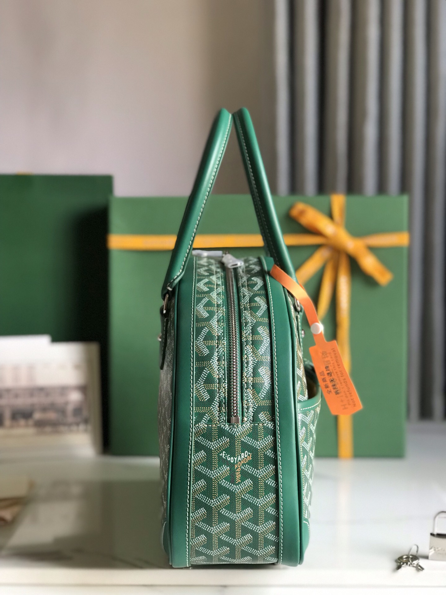 Goyard St. Jeanne MM Handbag Gray PVC Canvas Green