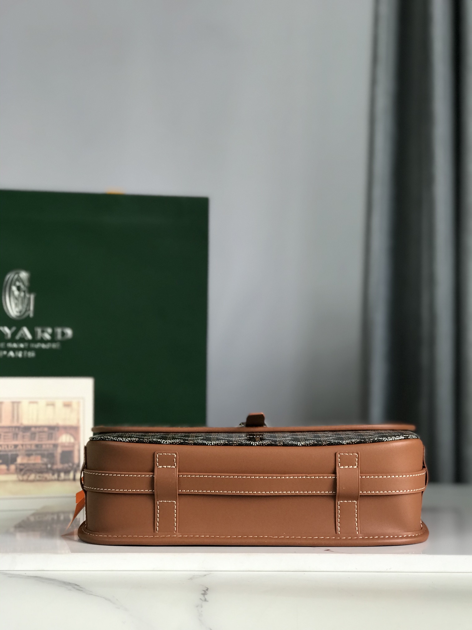 Goyard Brown Goyardine Belvedere MM Leather Cloth
